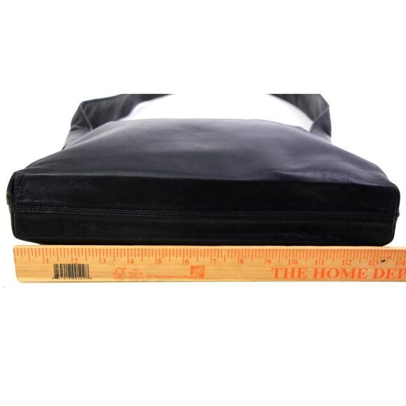 Field Manor BLACK GENUINE LEATHER TWO COMPARTMENTS SHOULDER BAG HOBO HANDBAG - Picture 9 of 14